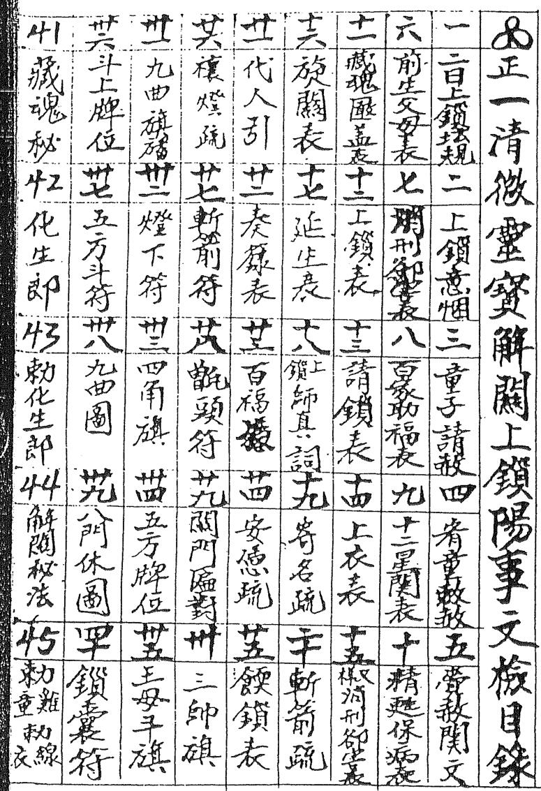 《正一清微灵宝解关上锁阳事文检》