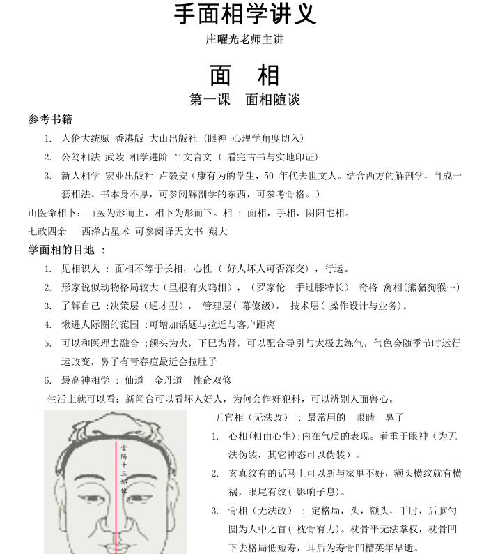 庄曜光 《手面相学讲义》