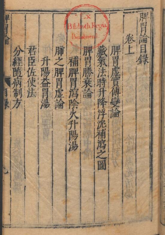 李杲; 吴勉学 脾胃论 3卷