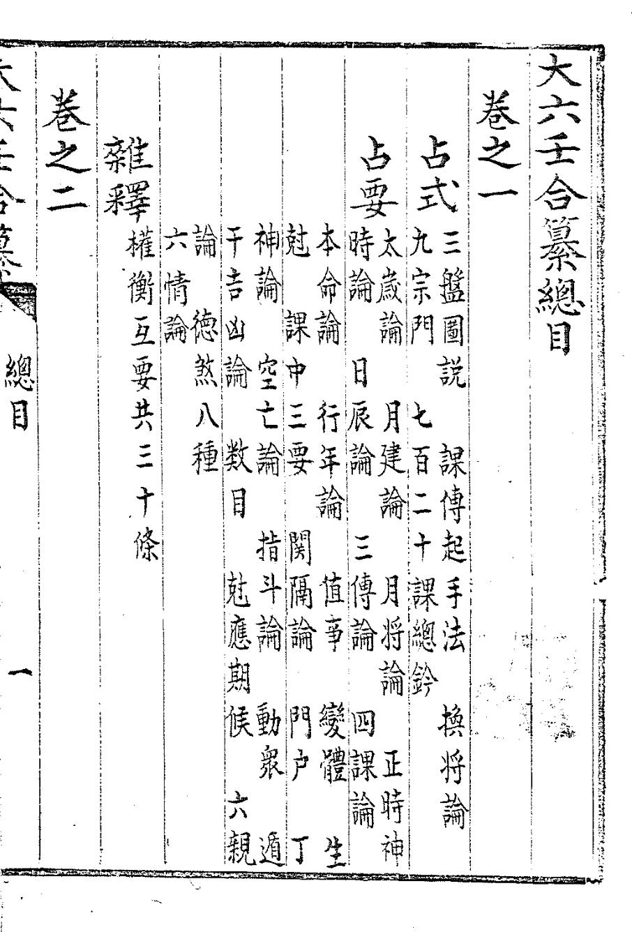 大六壬合纂八卷 (清)李雲龍 彙輯 清鈔本