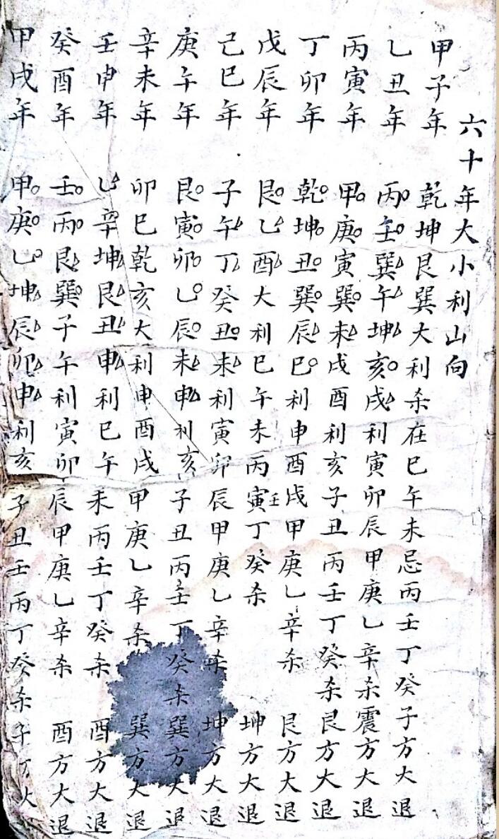 民间手抄择日古籍，六十年大小利山向