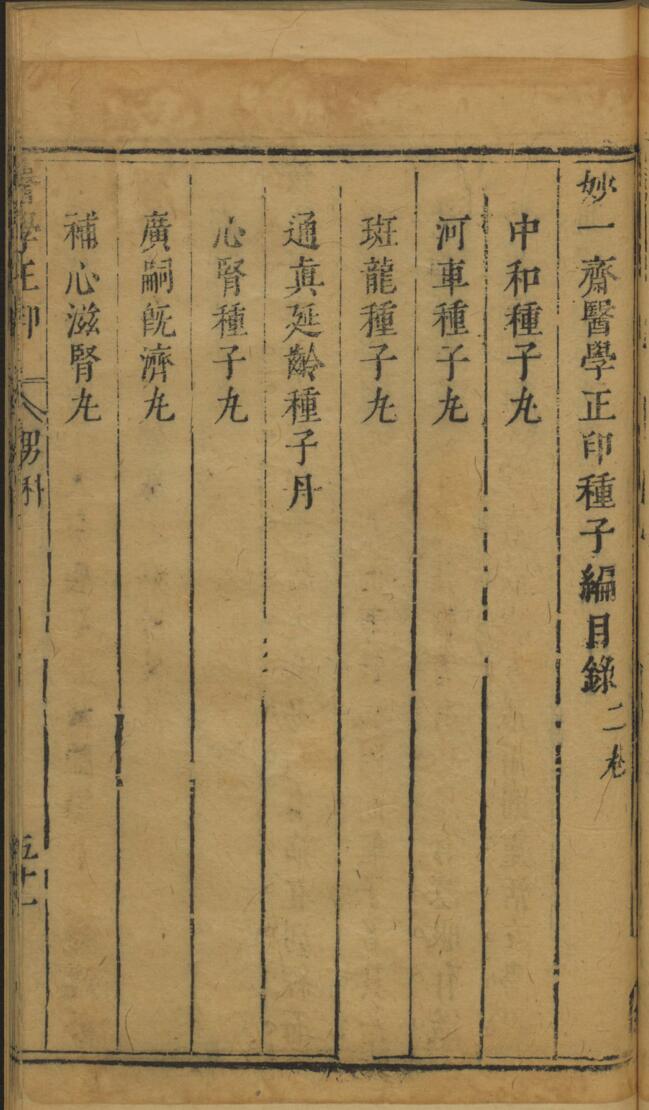 妙一斋医学正印种子编