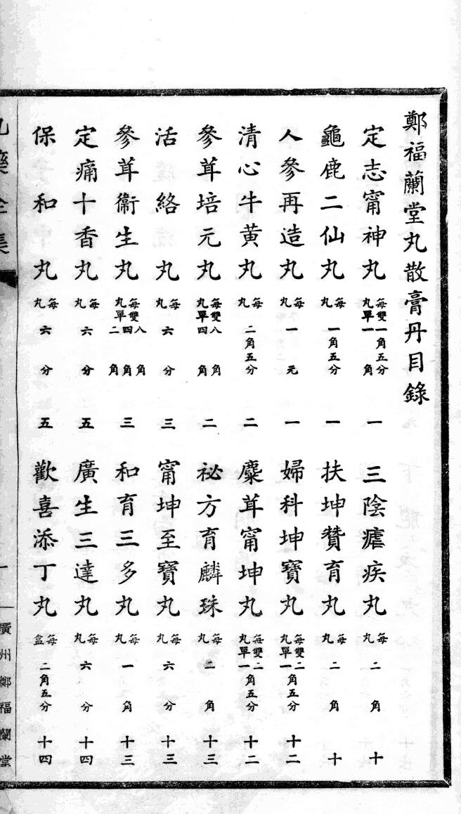 郑福兰堂丸药全集