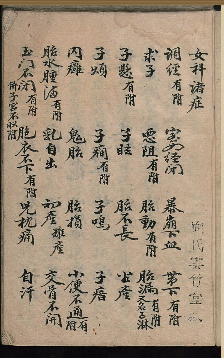 中医古籍《女科诸症》
