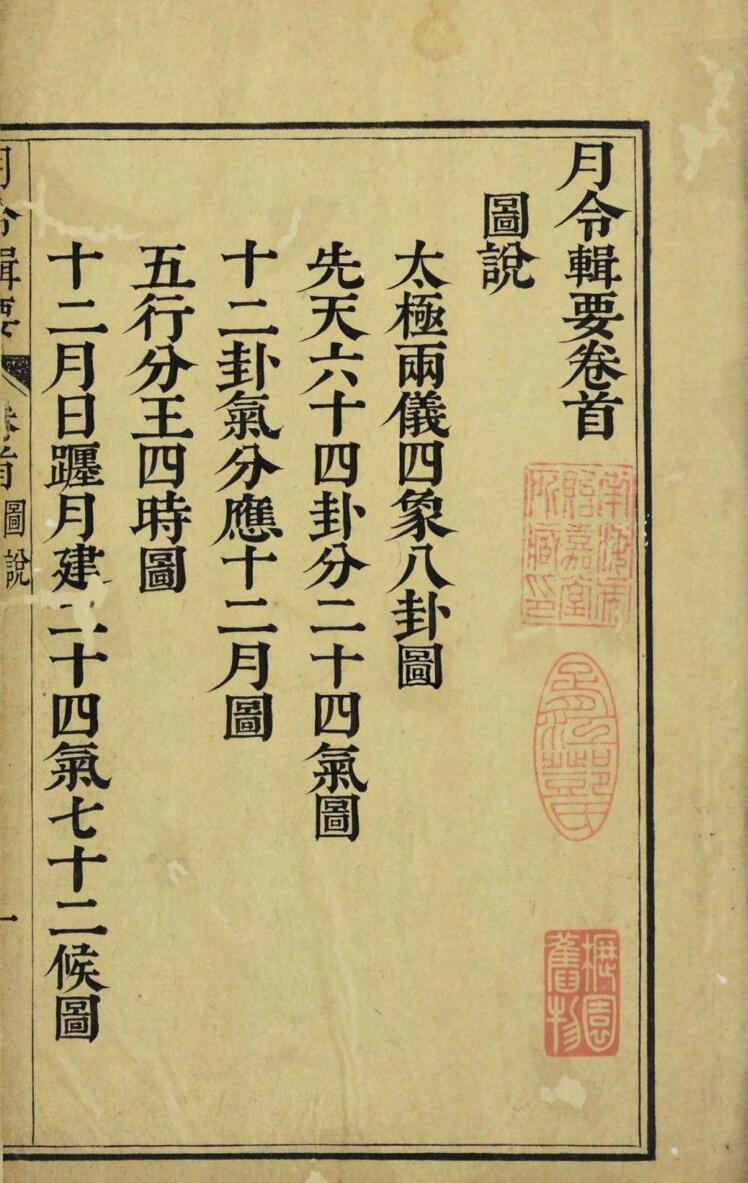 《月令辑要》二十四卷.卷首.清.李光地等撰.清康熙时期内府四色套印本