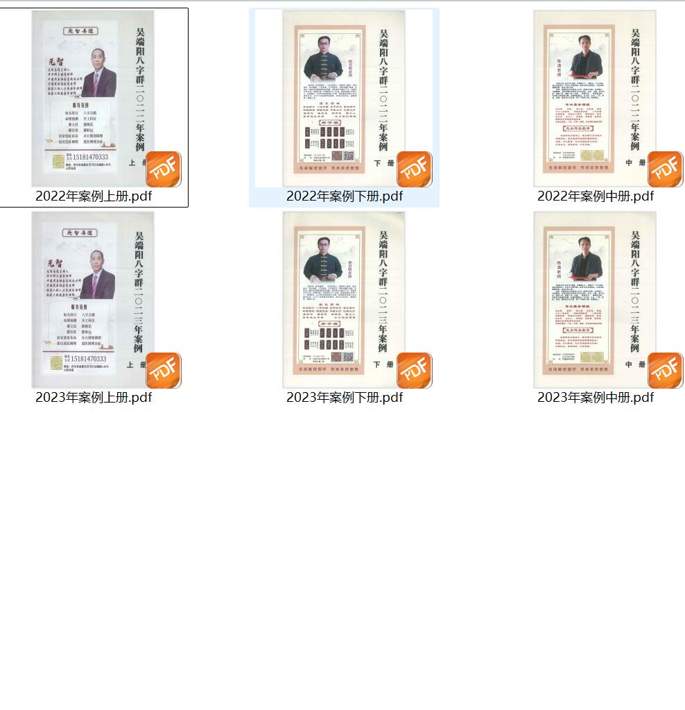 吴端阳 八字群新案例集（两年案例共6本PDF电子书）