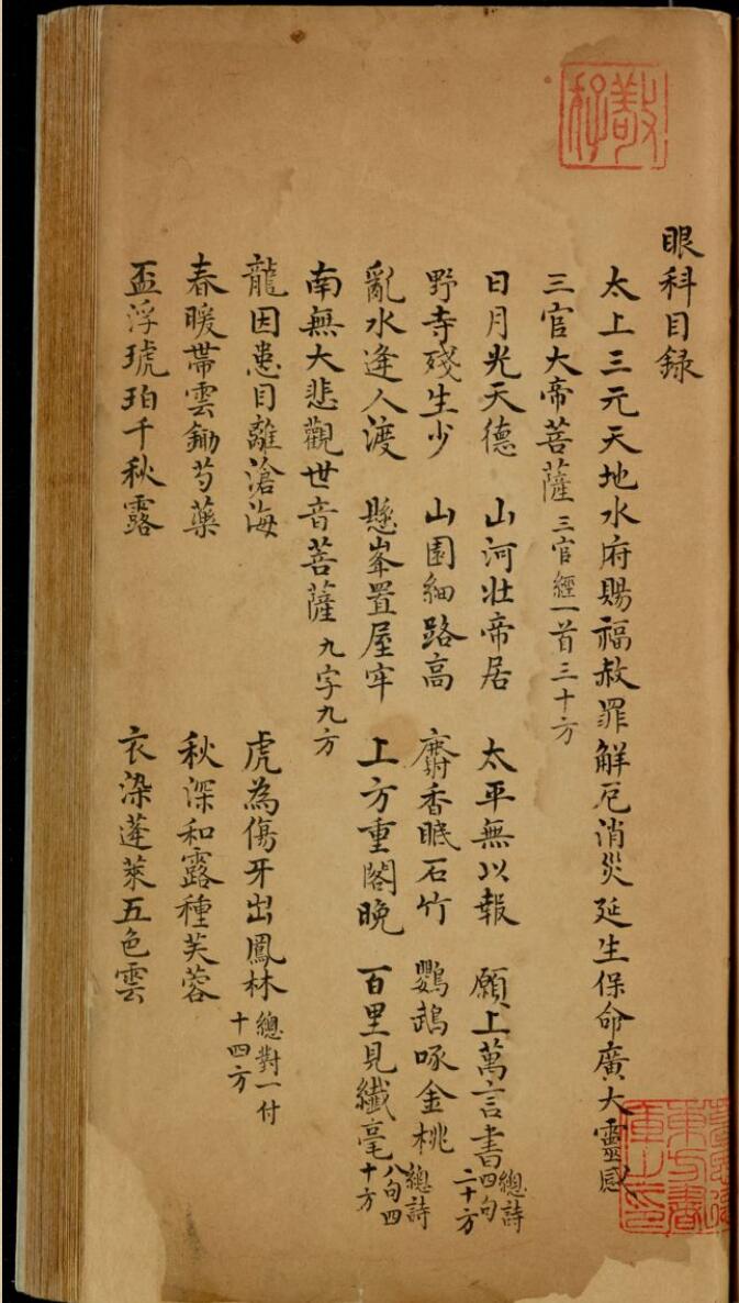 《眼科秘授灵验方》