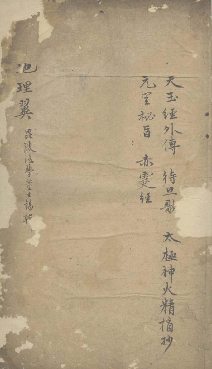 《地理翼》一卷.玉经外传.待旦歌.太极神火精摘抄.元空秘旨.赤霆经