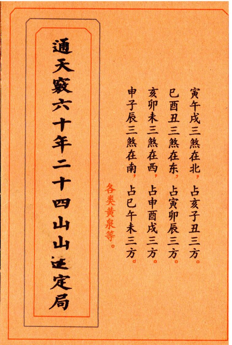 通天窍六十年二十四山定局