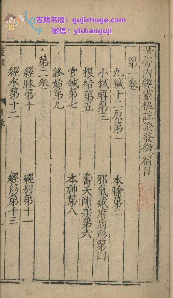 黄帝内经灵枢注证发微九卷 黄帝内经素问注证发微九卷补遗一卷