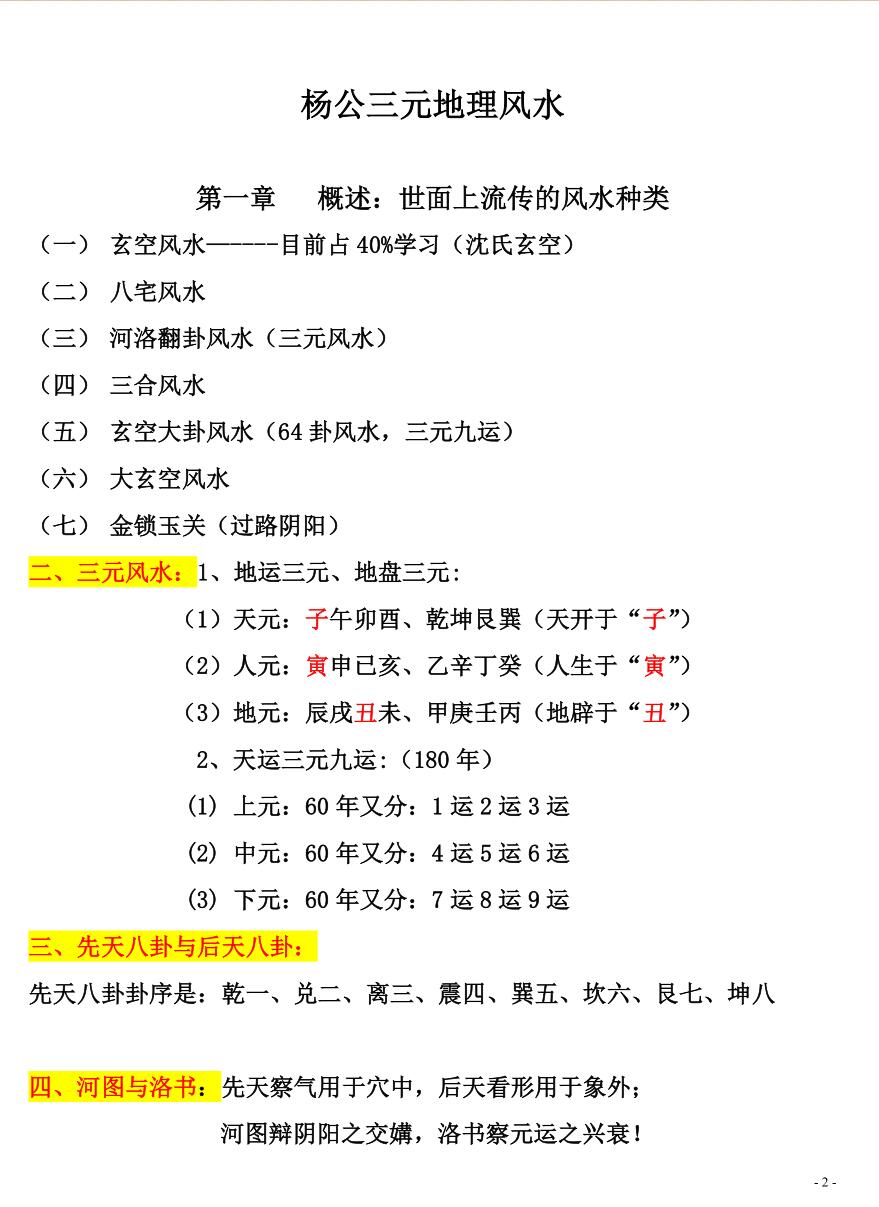 《杨公三元地理风水-弟子班实战教材》(99单页) 高清PDF