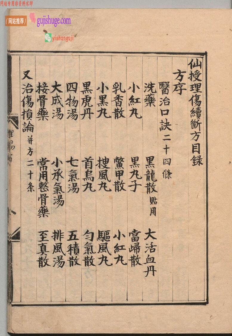 《仙授理伤续断秘方》